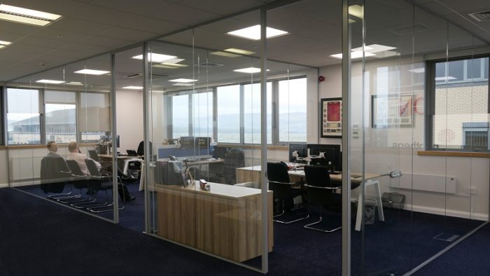 Glass partition for offices