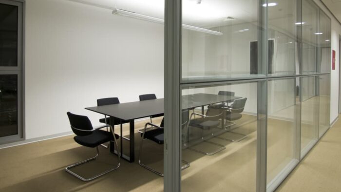 Meeting room with glass partitioning