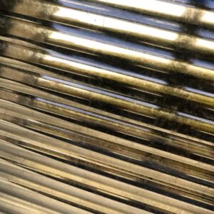 Gold reeded glass mirror